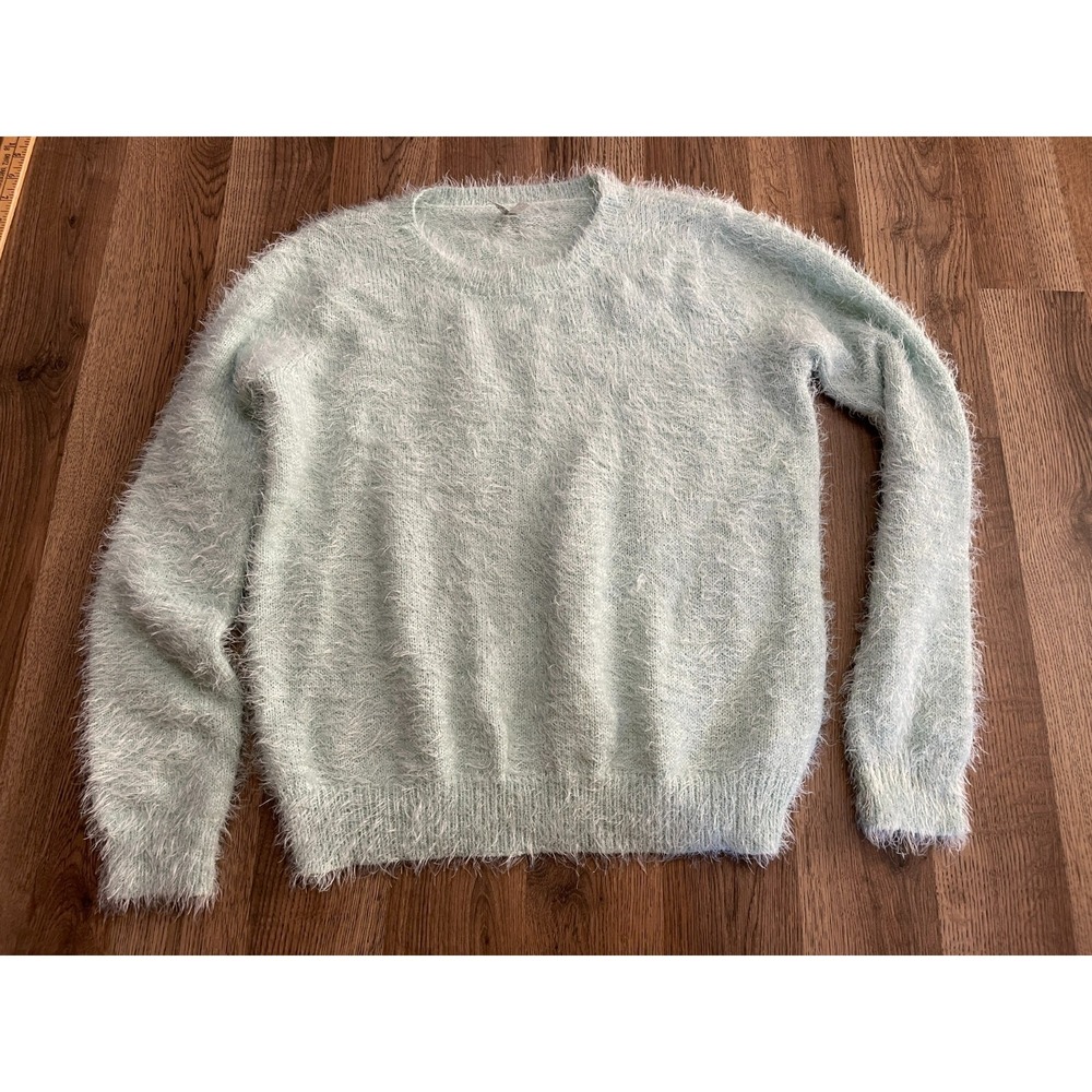 Mudd Sweater, Women's Size Medium, Mint, Fuzzy, Long Sleeve, Round Neck